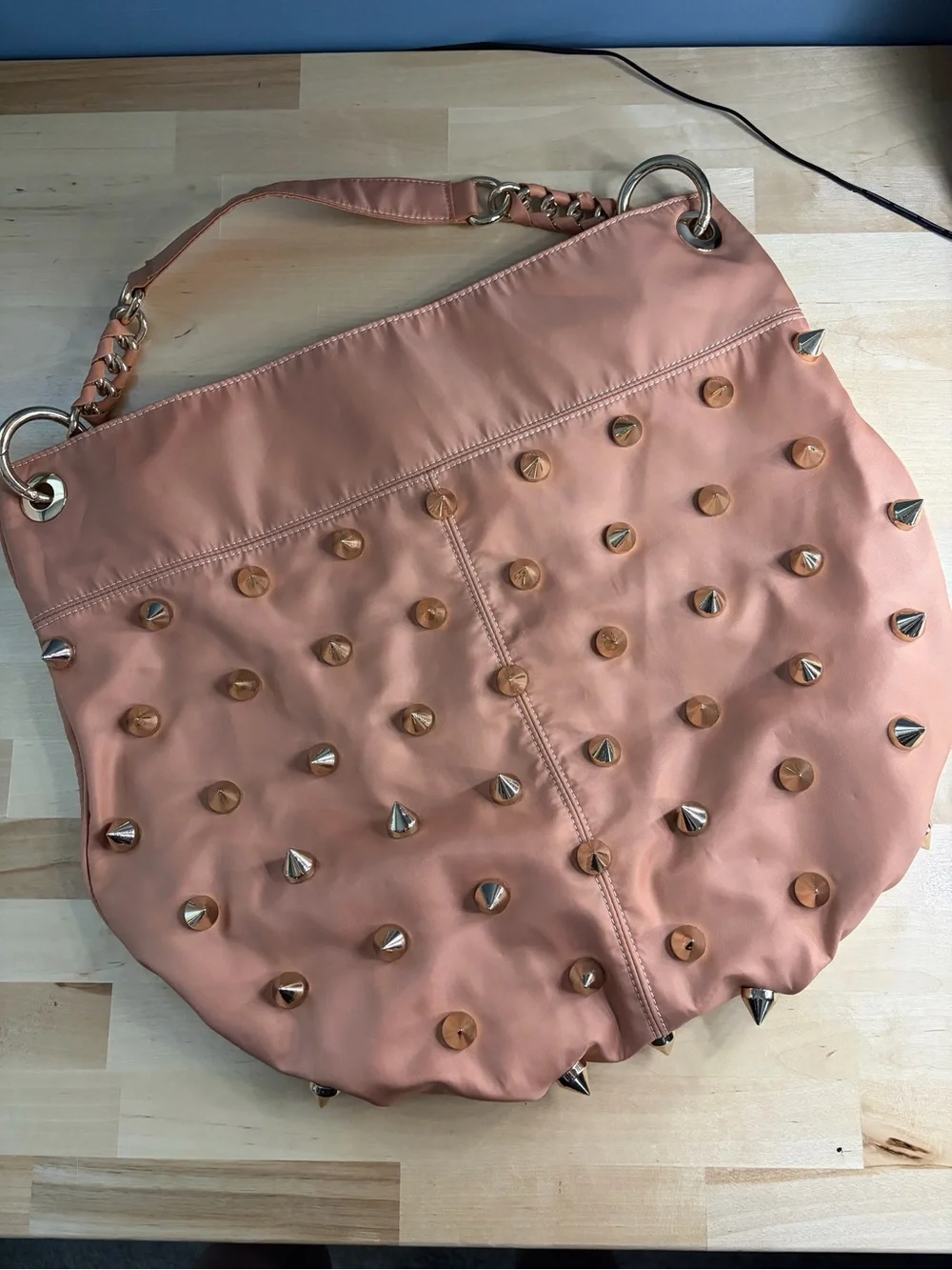 Vintage Deux Lux Pink Studded Hobo Shoulder Bag